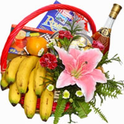 水果籃 鮮花水果禮藍