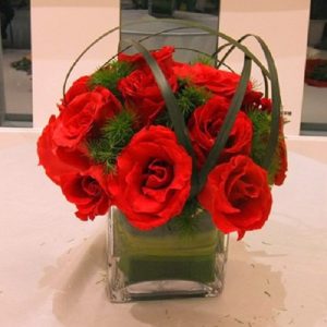 小方缸臺花 玻璃方缸桌花